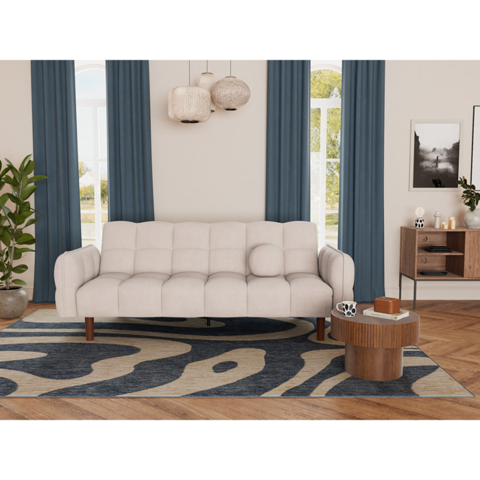 Adam - Canapé convertible clic-clac 2 places bubble en tissu texturé - Beige