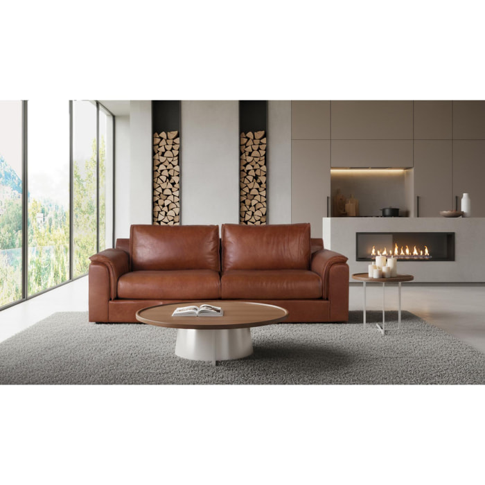Sofá de piel de 3 plazas - 85 x 227 x 95 cm