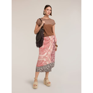 Motivi - Falda pareo de raso con estampado - Rojo