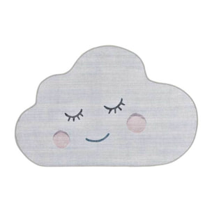 CANDY Alfombra infantil lavable con forma nube plata, 80x120 cm