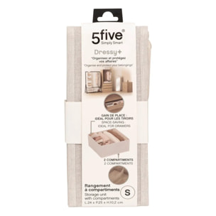 Rangement tiroir "Groomy" 2 compartiments beige 24x10,2cm