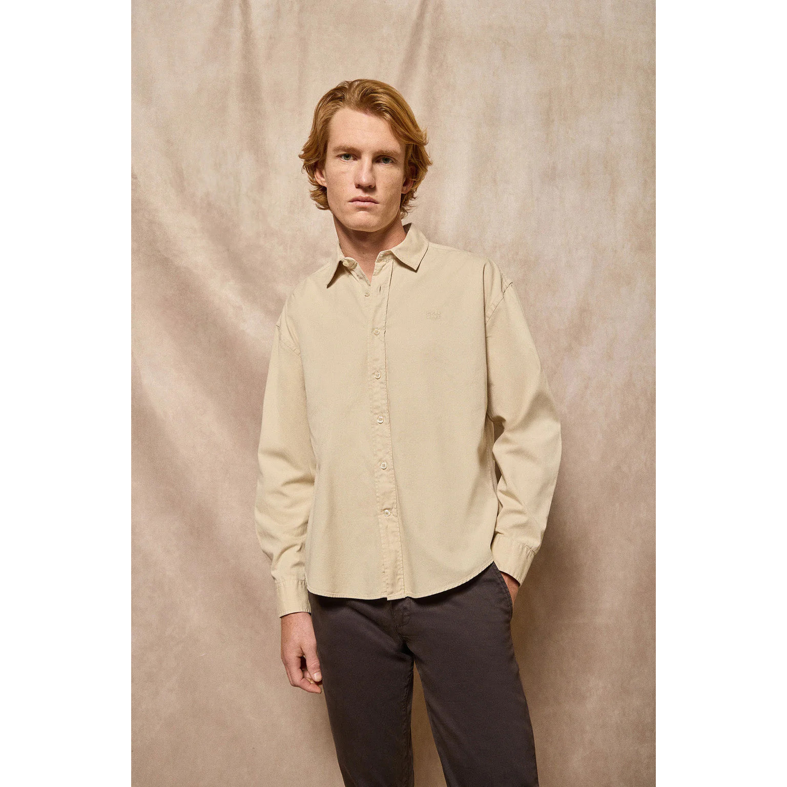 Camicia loose fit beige con logo Polo Club