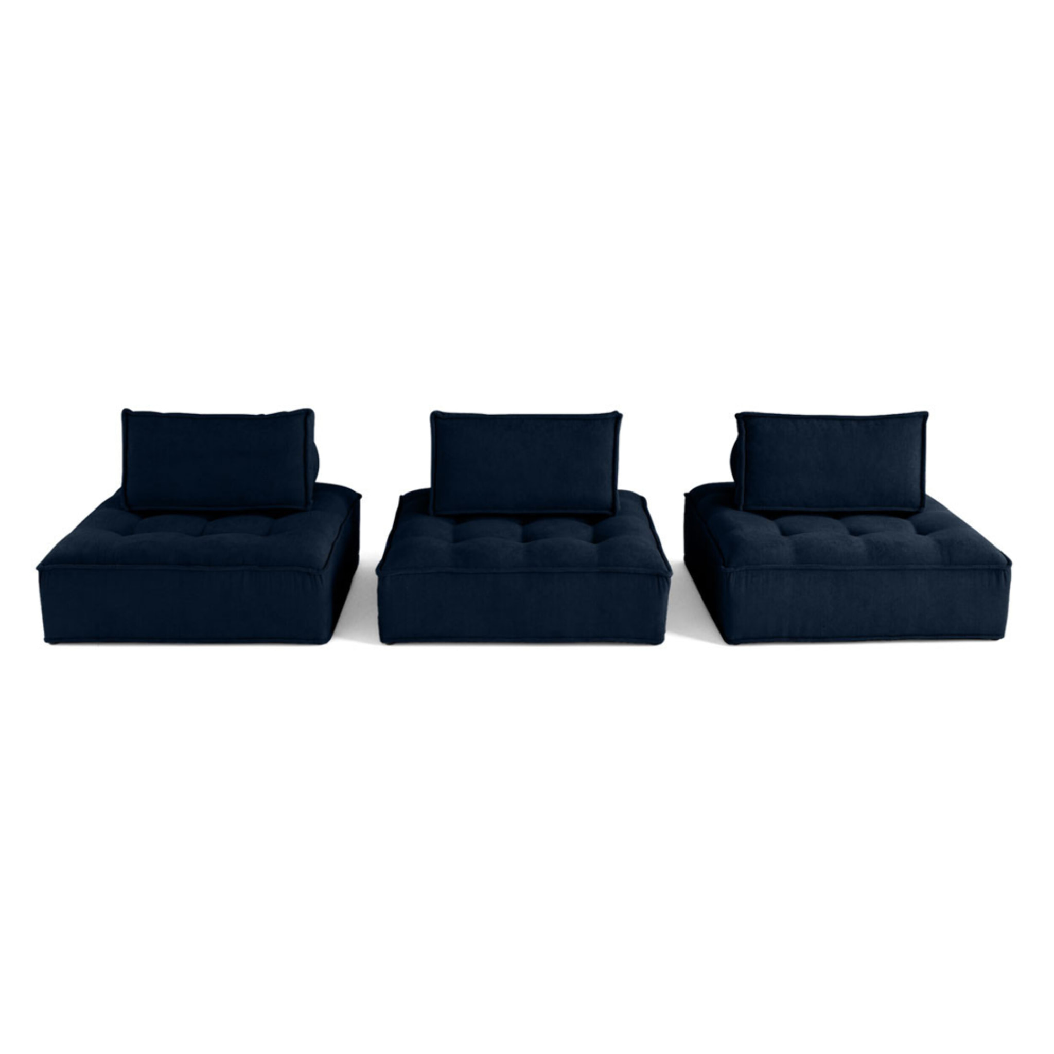 Marisol - canapé modulable droit 3 places - velours texturé - Bleu