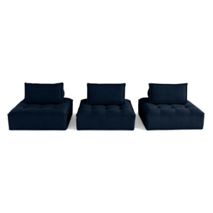 Marisol - canapé modulable droit 3 places - velours texturé - Bleu