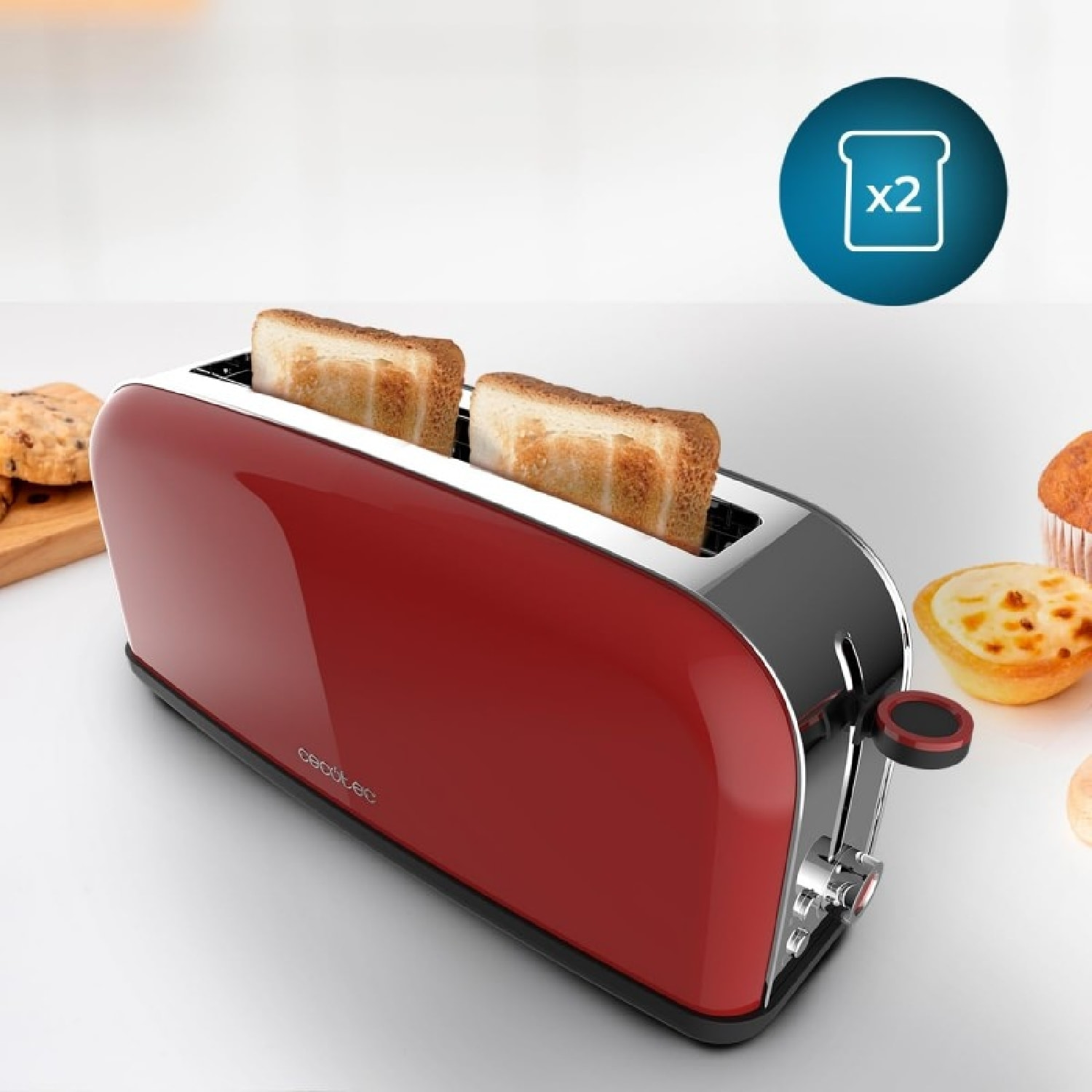 Cecotec Grille-pain vertical Toastin' time 850 Red Long