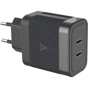 Chargeur USB C ADEQWAT 2x USB-C 65W + Câble USB-C 2M Noir