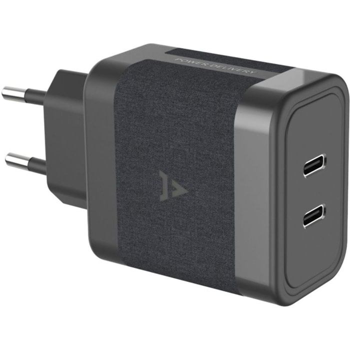 Chargeur USB C ADEQWAT 2x USB-C 65W + Câble USB-C 2M Noir
