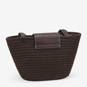 Bolso de hombro marrón con solapa