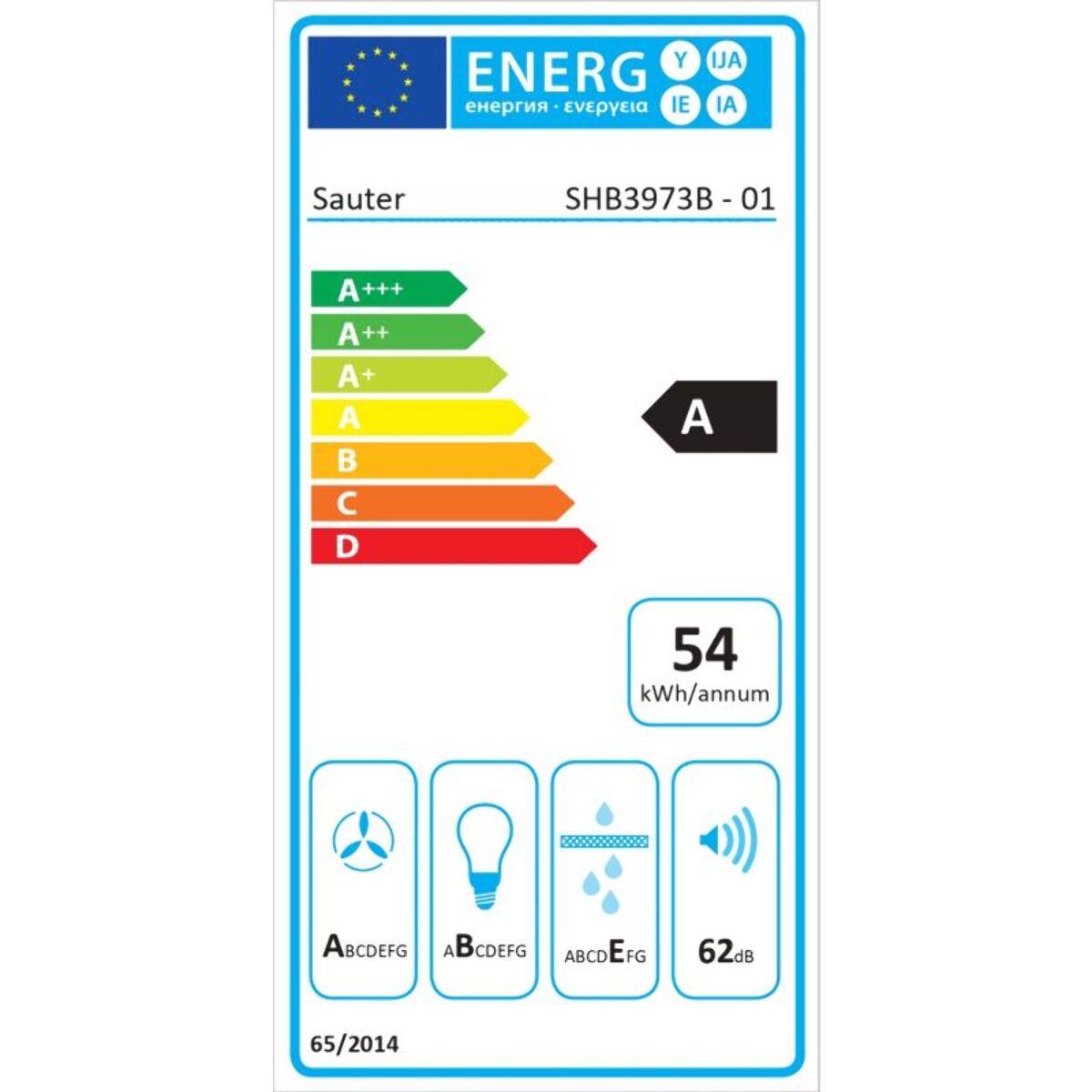 Hotte décorative murale SAUTER SHB3973B VarioLed