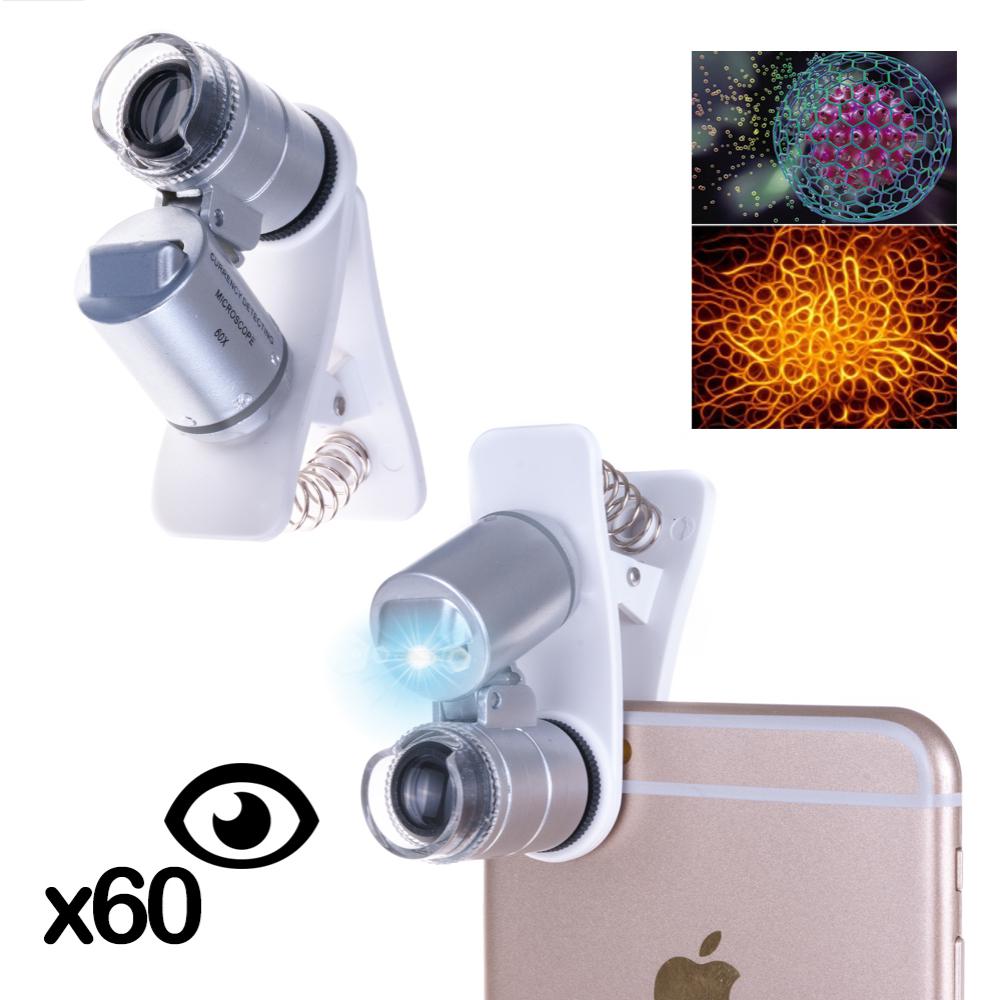 60X Zoom Digital Mobile Phone Microscope Magnifier with Flash Light