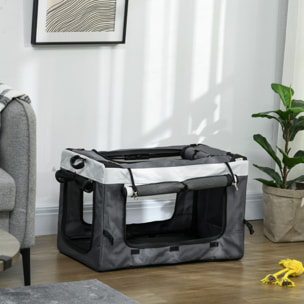 Poussette pliable animaux chien chat nacelle amovible 4 roues gris