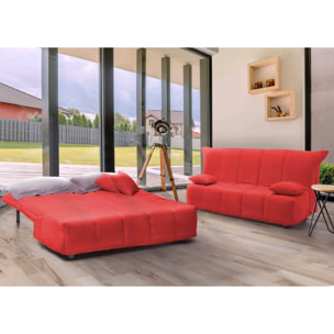 Divano Letto Allegra, Divano a 3 posti, 100% Made in Italy, Sofà Soggiorno con apertura a carrello, in tessuto imbottito, con cuscini inclusi, Cm 165x90h85, Rosso