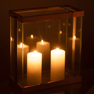 J-Line lanterne Rectangle Enma - fer/verre - cuivre - small