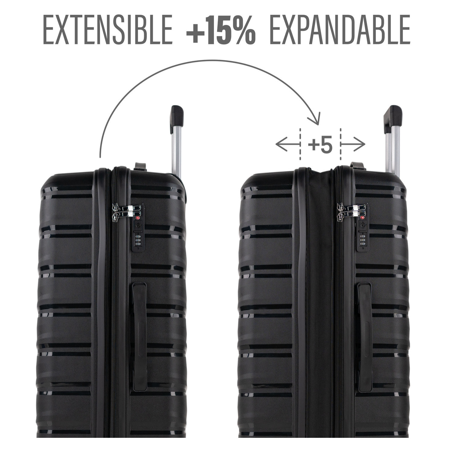 Juego De Maletas Rígidas Pp Jaslen Varese Negro