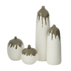 J-Line Vase Olea Bouteille Vert Olive/Blanc Large