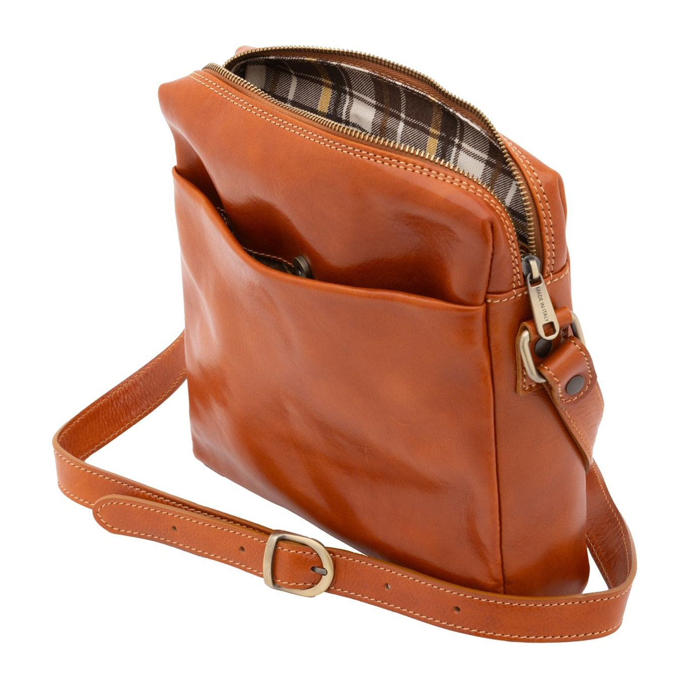Borsa a tracolla uomo in vera pelle - Modello False - Made in Italy - 26.0 x 25.0 x 6.0 cm