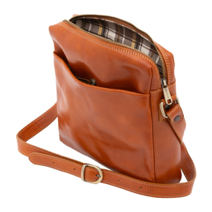 Borsa a tracolla uomo in vera pelle - Modello False - Made in Italy - 26.0 x 25.0 x 6.0 cm