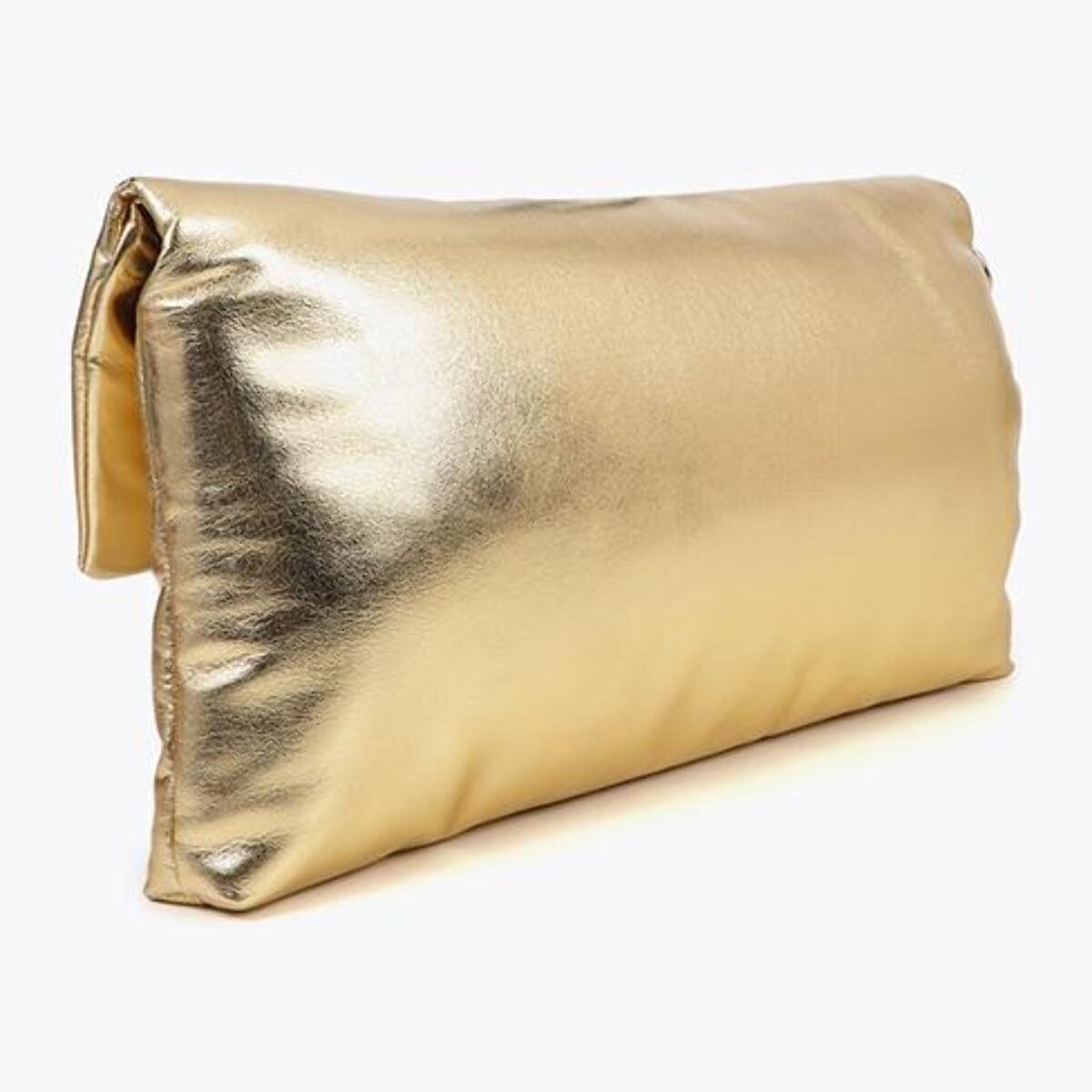 Pochette trapuntata effetto metallico con logo LC ovale