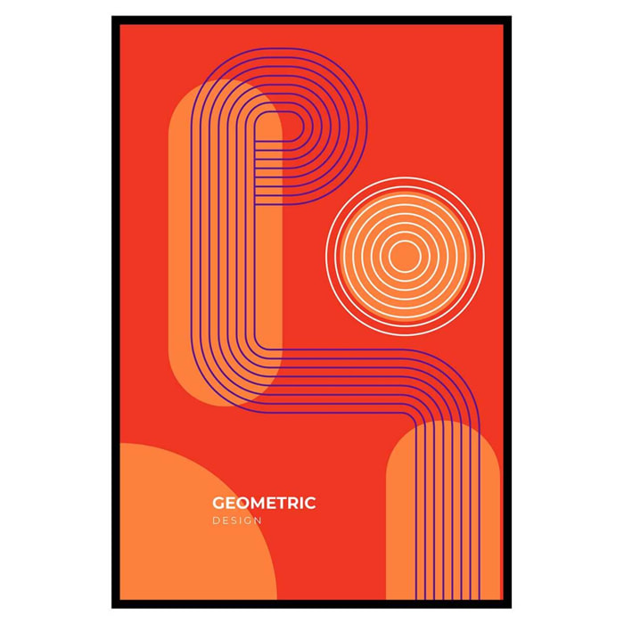 Affiche encadrée géométrique design rouge violet Affiche + cadre en métal - Noir