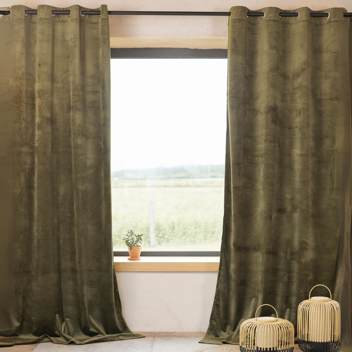 Rideau en velours feutré uni - Kaki