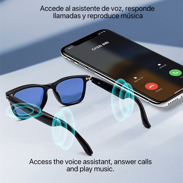 Gafas inteligentes GS05, llamada bluetooth, asistente de voz, control remoto de la cámara, lentes de sol magnéticas.
