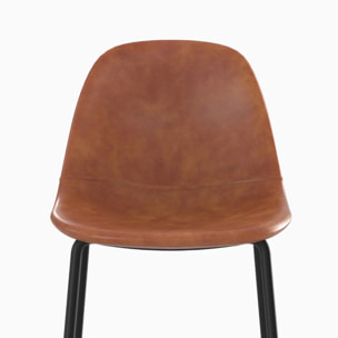 Chaise pour îlot central en cuir synthétique camel 65 cm - Henrik
