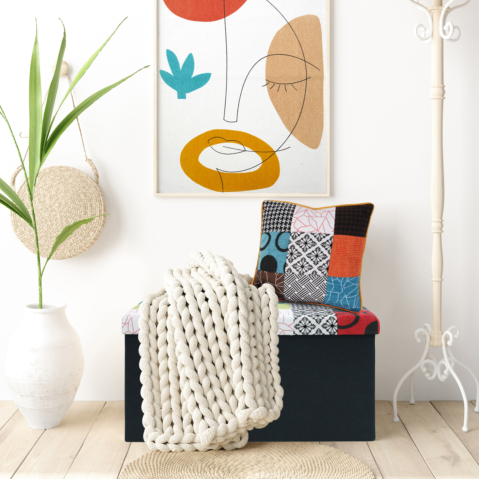 Coffre Banc Pliable Patchwork