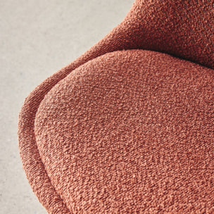 Lot de 4 chaises scandinaves revêtement bouclette texturée terracotta. pieds bois de hêtre - Nils