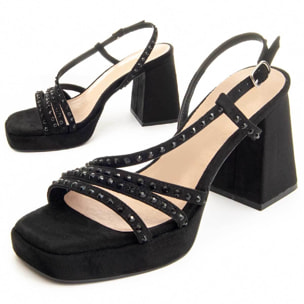 Sandalias De Tacón - Negro - Altura: 10 cm