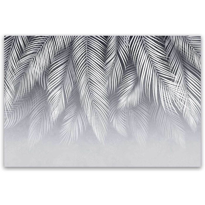 Tableau feuillage blanc graphique Toile imprimée