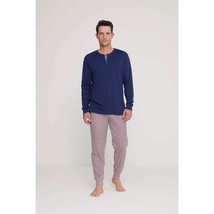 Pigiama uomo yuppie in caldo cotone con collo tre bottoni Noidinotte