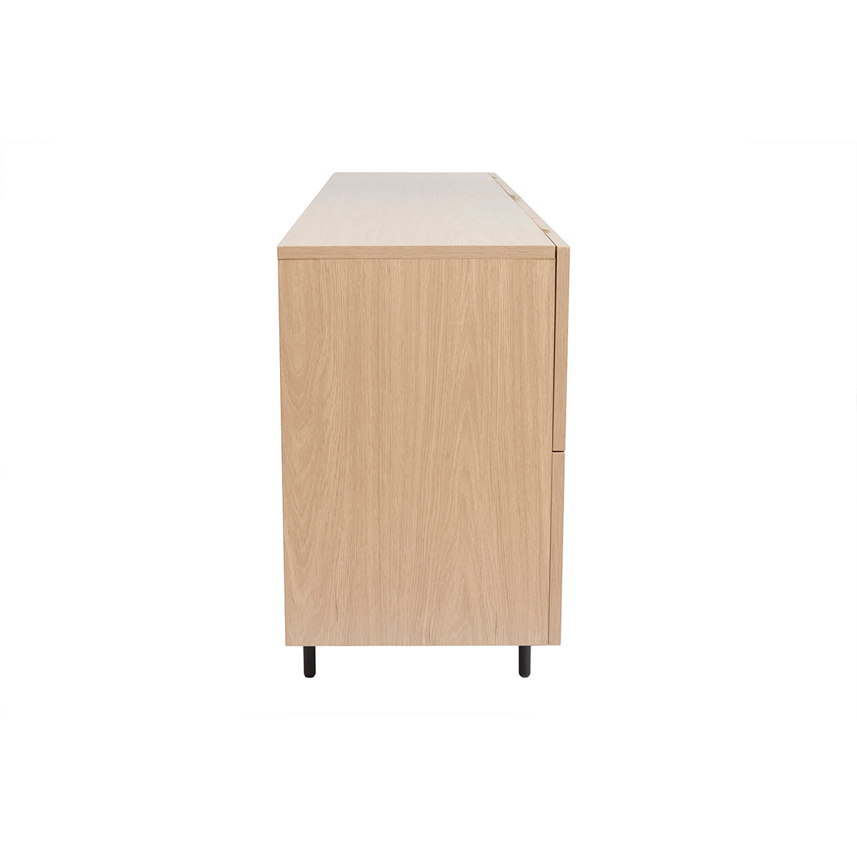Buffet design finition bois clair chêne et métal noir 2 portes 4 tiroirs L180 cm ALASKA