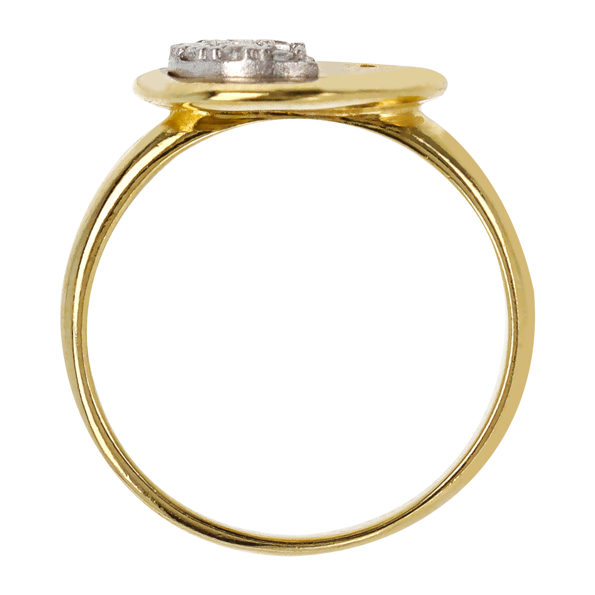 Anello Cocktail Martellato in Argento 925 placcato Oro Giallo 18Kt con Stella e Luna Pavé in Cubic Zirconia