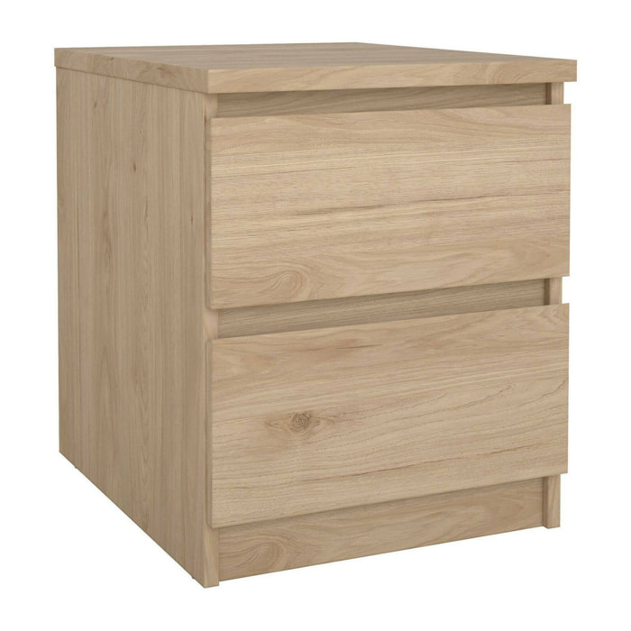 Comodino Daiki, Comò basso, Tavolino da notte, Mensola da letto, 50x40 h50 cm, Rovere