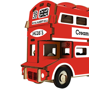 Maqueta 3D de madera. Autobús de dos plantas. 94 piezas.