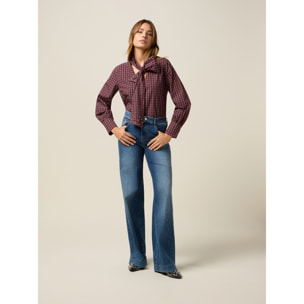 Oltre - Camisa de algodón con lazo y gemelos - Burgundy