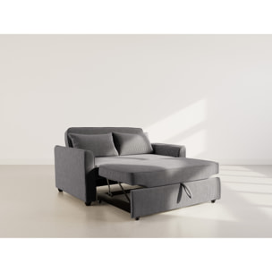 Ernest - Canapé droit 2 places convertible en velours côtelé - Gris