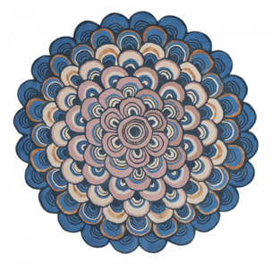 Tapis rond fait à la main en laine motif géométrique ILFI