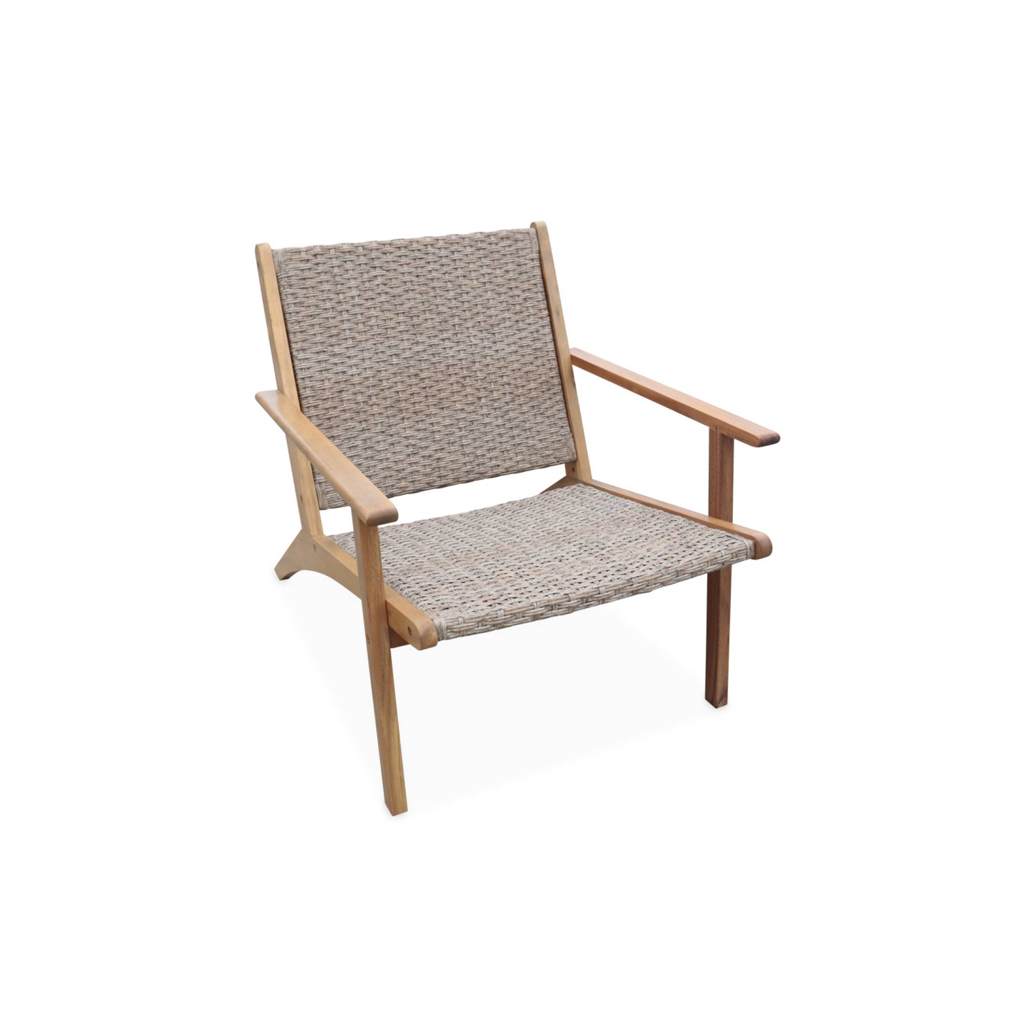 Fauteuil relax en bois d'acacias et résine. dossier et assise effet paillage. 62 x 78 x 67 cm BELIZE