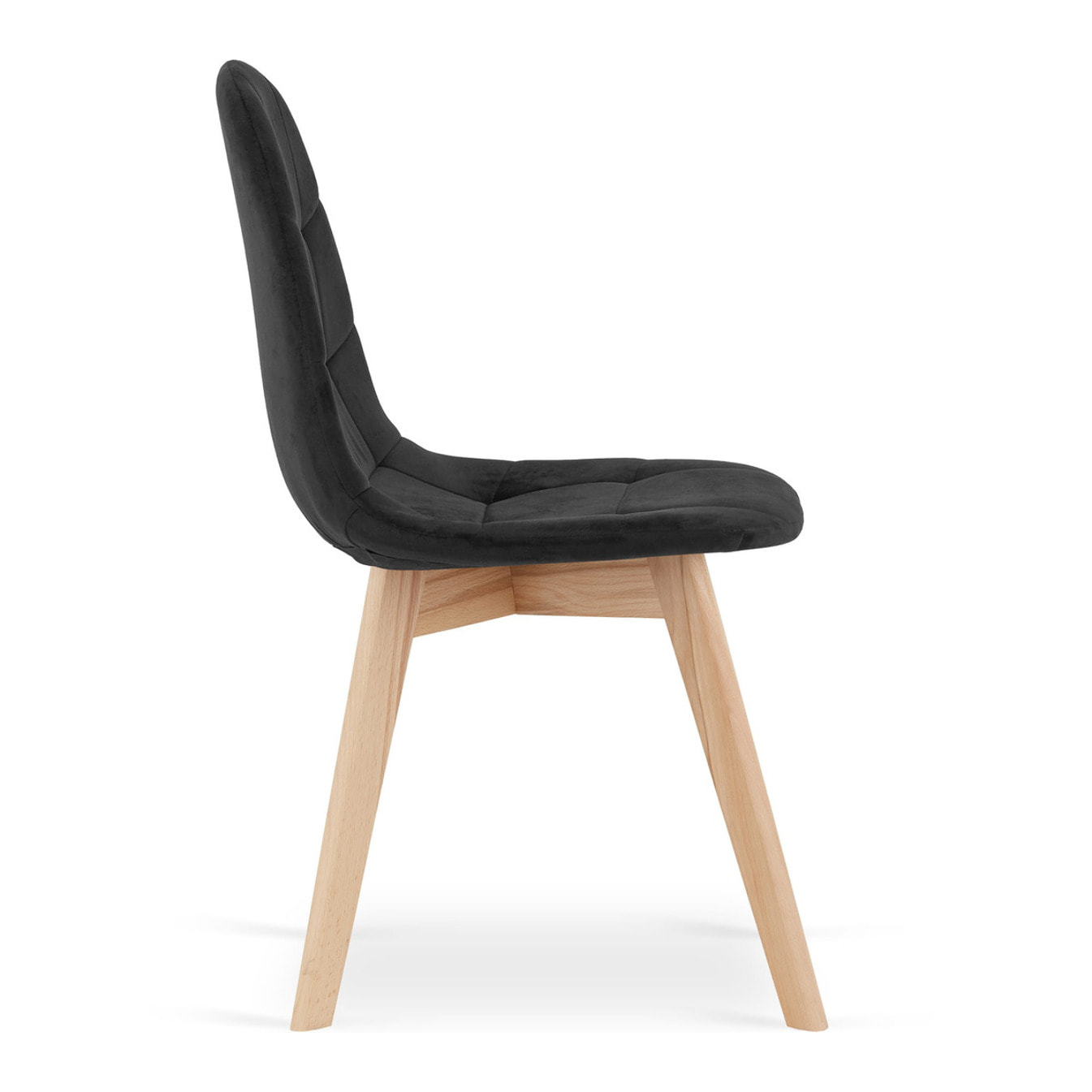 Set di 2 sedie Bora in velluto nero con gambe in faggio