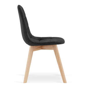 Set di 2 sedie Bora in velluto nero con gambe in faggio
