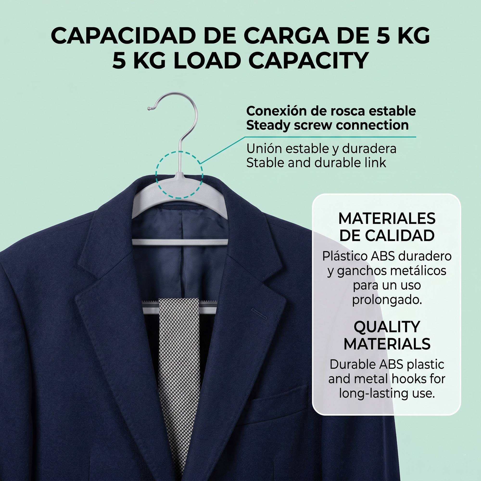 Set de perchas de plástico antideslizantes - Gancho giratorio