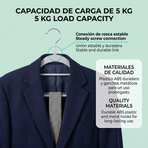 Set de perchas de plástico antideslizantes - Gancho giratorio