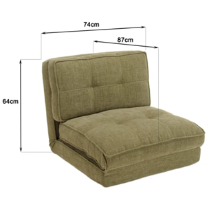 ANGELE - Chauffeuse convertible 1 place en tissu couleur vert