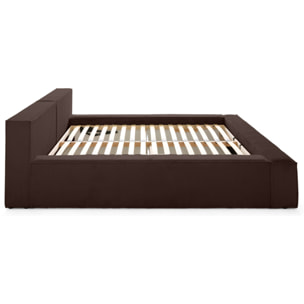 Stella - lit coffre - 140x190 cm - sommier inclus - en velours côtelé - Marron