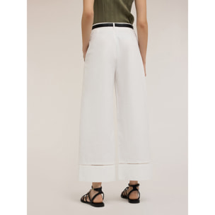 Motivi - Pantalones anchos con detalle calado - Blanco