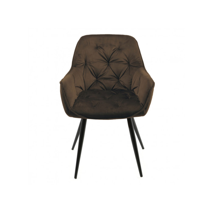 Lot de 2 chaises en velours capitonné avec accoudoirs - PIANA