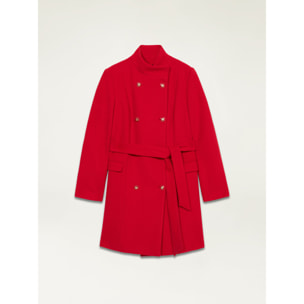 Oltre - Cappotto doppiopetto con cintura - Rosso