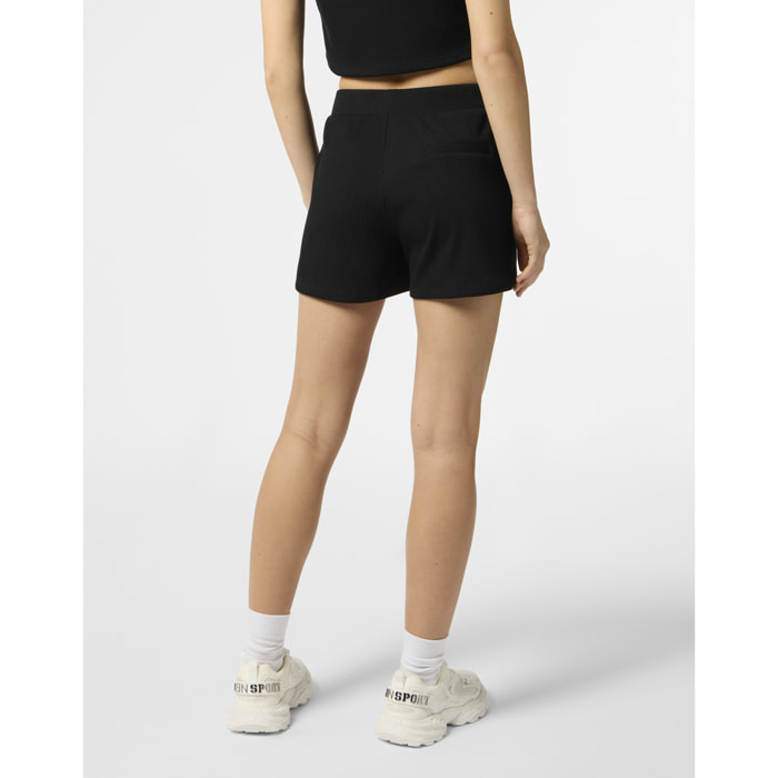 PLEIN SPORT Ribbed Loose Fit Shorts Scratch