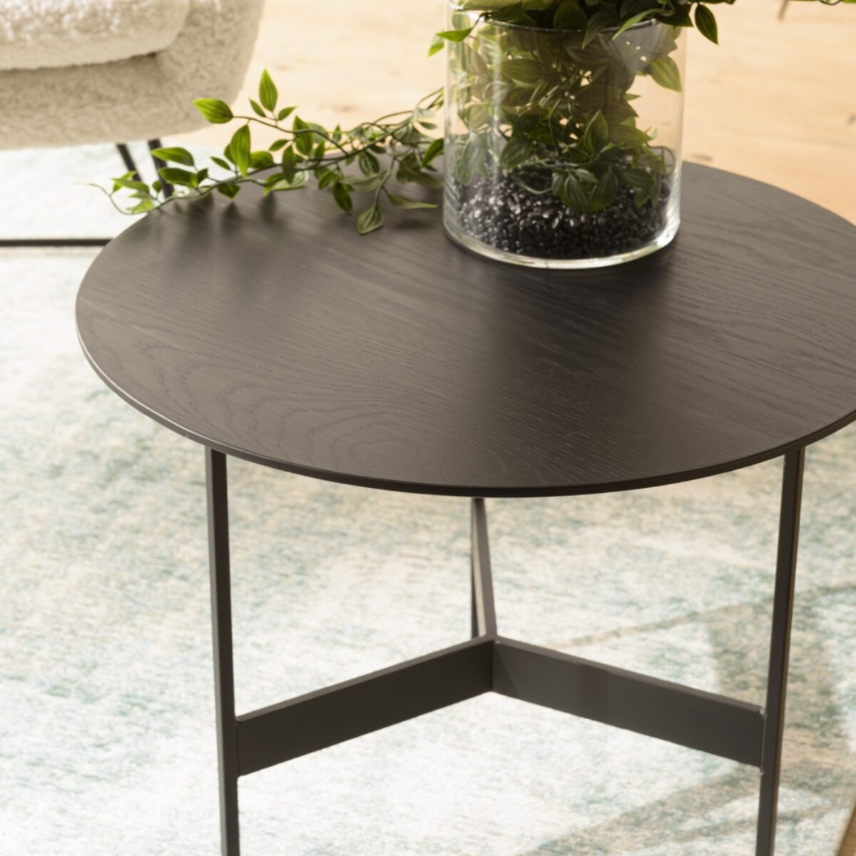 DALY - Table basse ronde noire 50x50cm piètement métal
